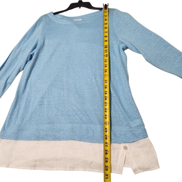 J Jill Linen Top Size Medium Blue Relax Fit Lightweight - Picture 8 of 13